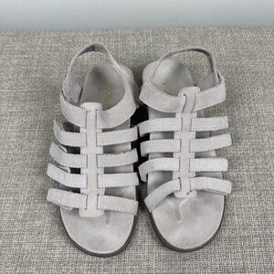 Vionic Ritta Suede Light Gray Open Toe Strappy Comfort Sandals Size 7 Summer